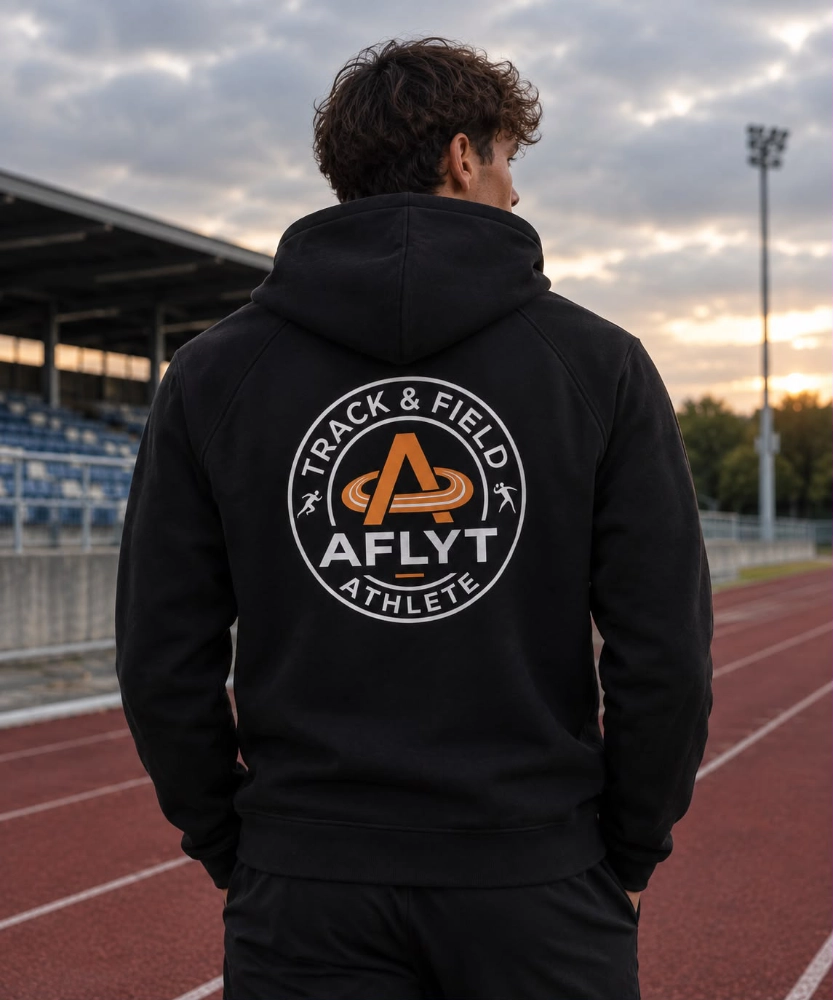 Aflyt Track and Field Full Zip Hoodie Athlete Back