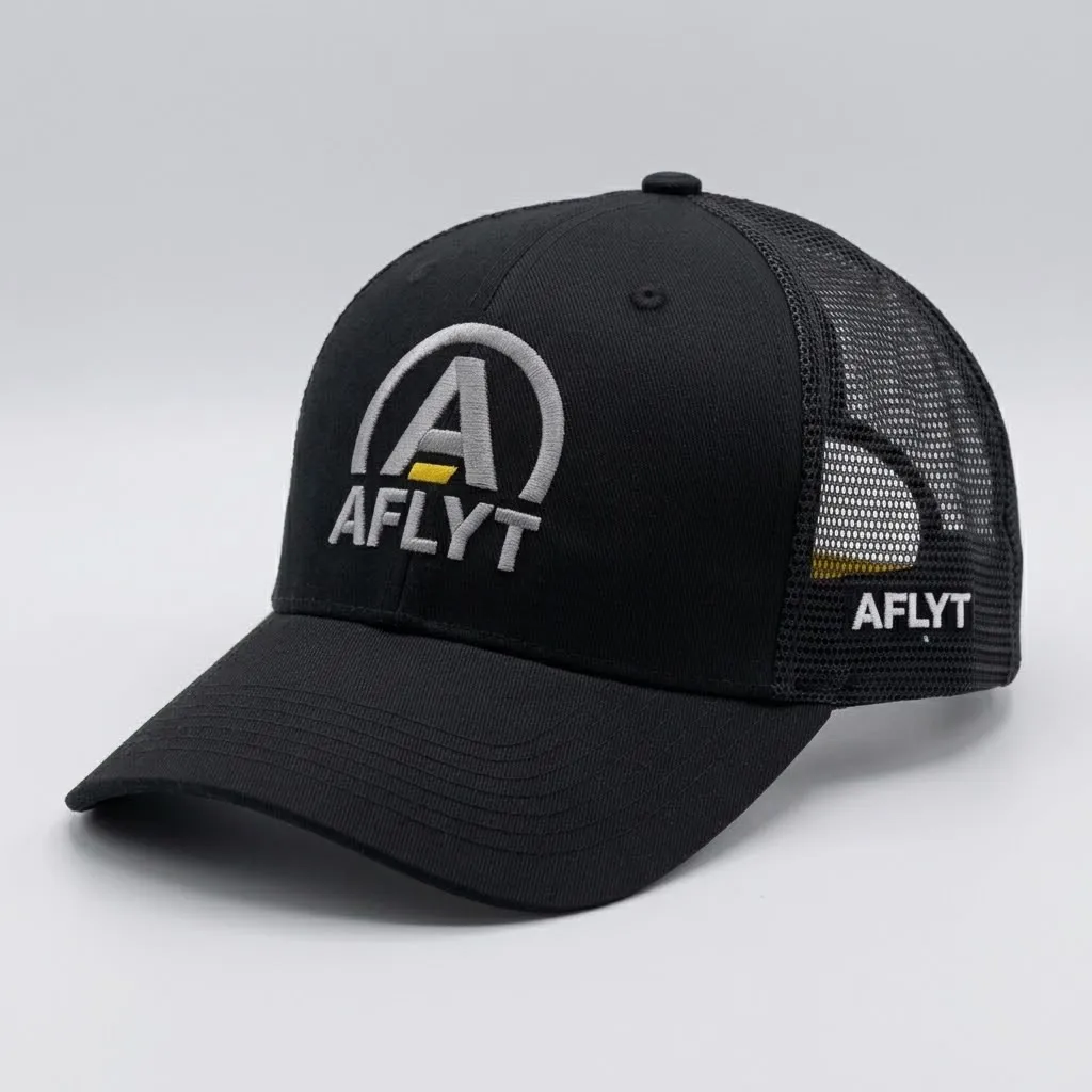 Aflyt Trucker Hat Large Logo Black